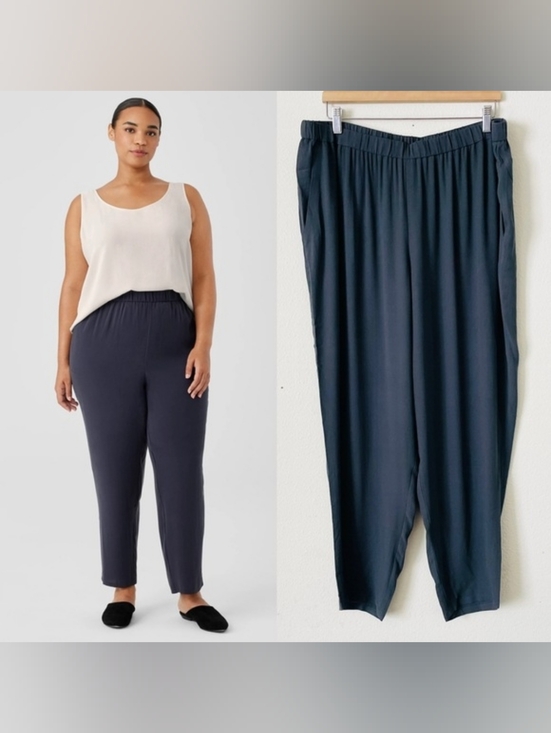 Eileen Fisher Pants - Eileen Fisher Georgette high rise 100% silk tapered leg ankle length, Size 1X